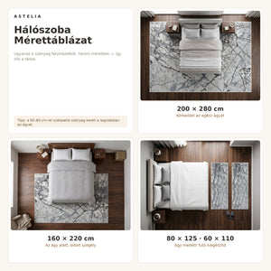 Zara 01855A Szürke szőnyeg hálószoba méretútmutató - AsteliaHome