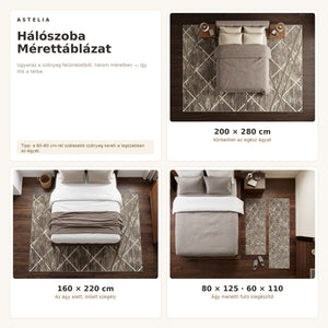 Zara 02850A Barna szőnyeg hálószoba méretútmutató - AsteliaHome