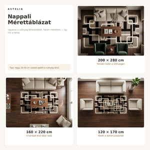 Eylül 01201D Barna szőnyeg nappali méretútmutató - AsteliaHome