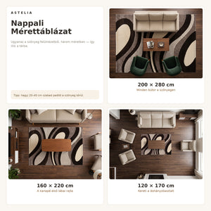 Eylül 01202D Barna Sötétbarna szőnyeg nappali méretútmutató - AsteliaHome