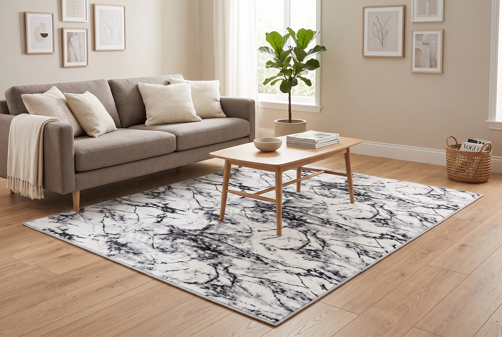 Vitrin 3031 fehér-fekete shaggy szőnyeg