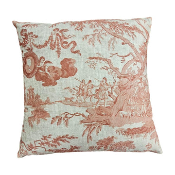 Toile de Jouy bársony díszpárna — Terrakotta