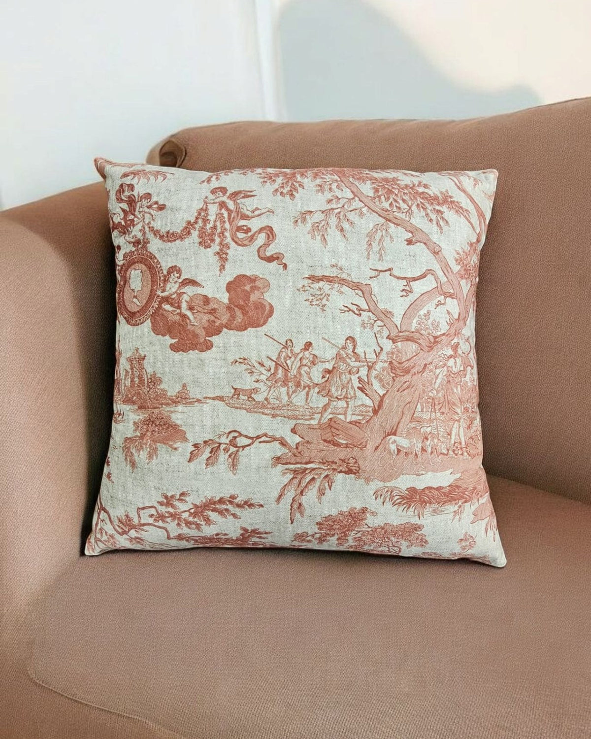 Toile de Jouy bársony díszpárna — Terrakotta — 2. kép