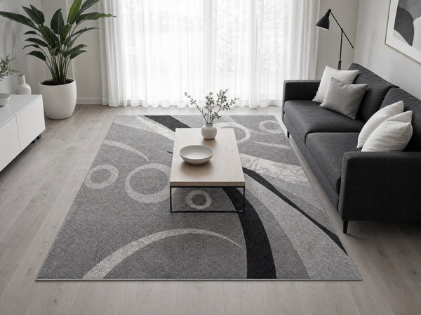Kraly 02309A fekete-sötétszürke modern szőnyeg nappaliban – AsteliaHome