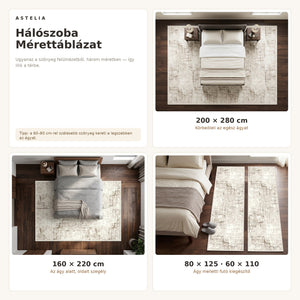 Zara 01850A Barna szőnyeg hálószoba méretútmutató - AsteliaHome