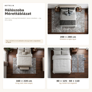 Zara 01850A Szürke szőnyeg hálószoba méretútmutató - AsteliaHome
