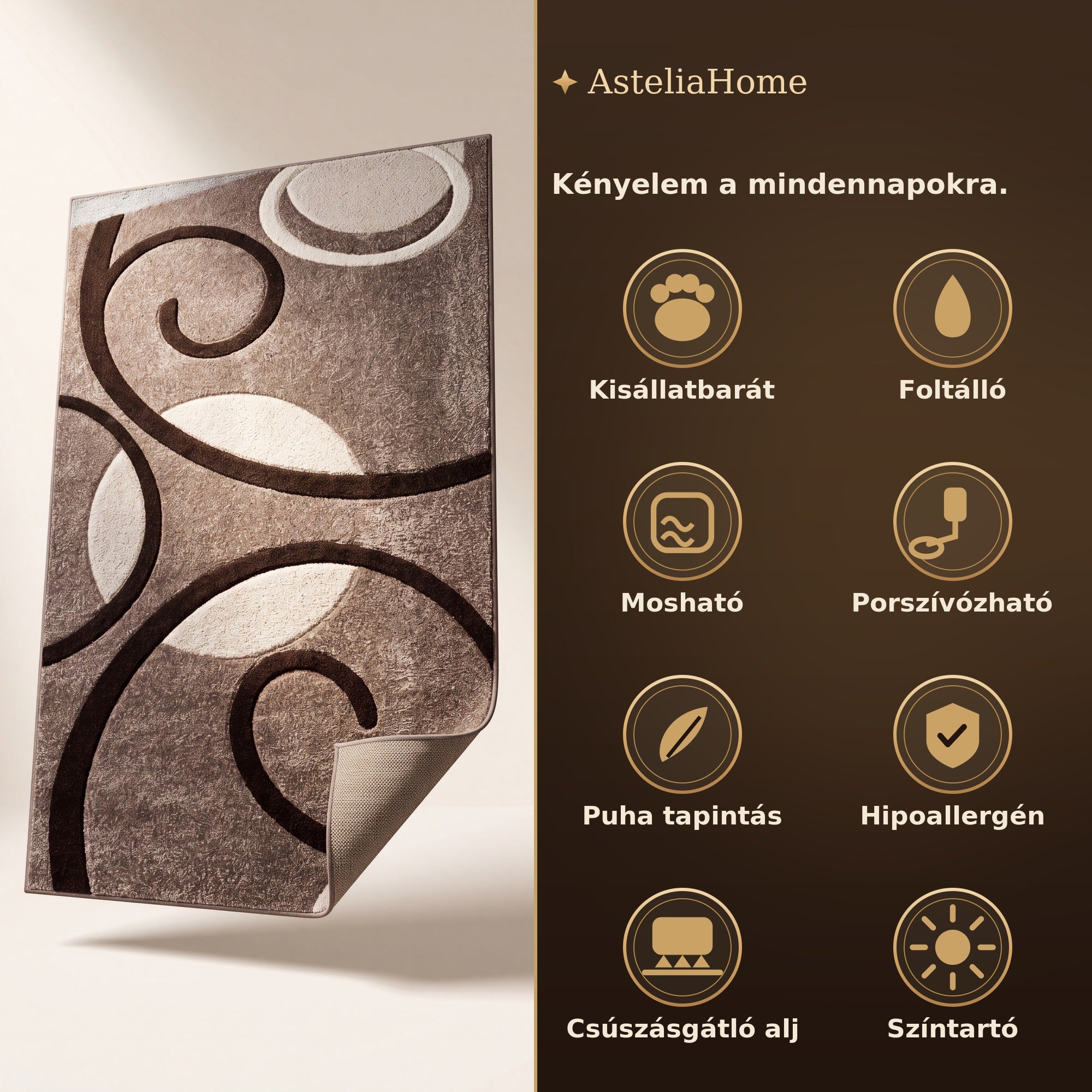 Eylül 01200D Barna szőnyeg jellemzők - AsteliaHome