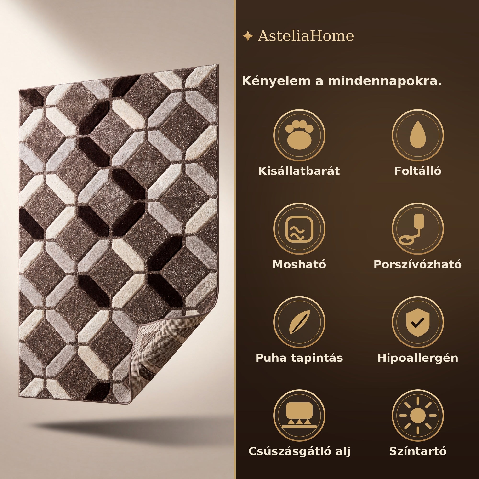 Eylül 01206D Barna szőnyeg jellemzők - AsteliaHome