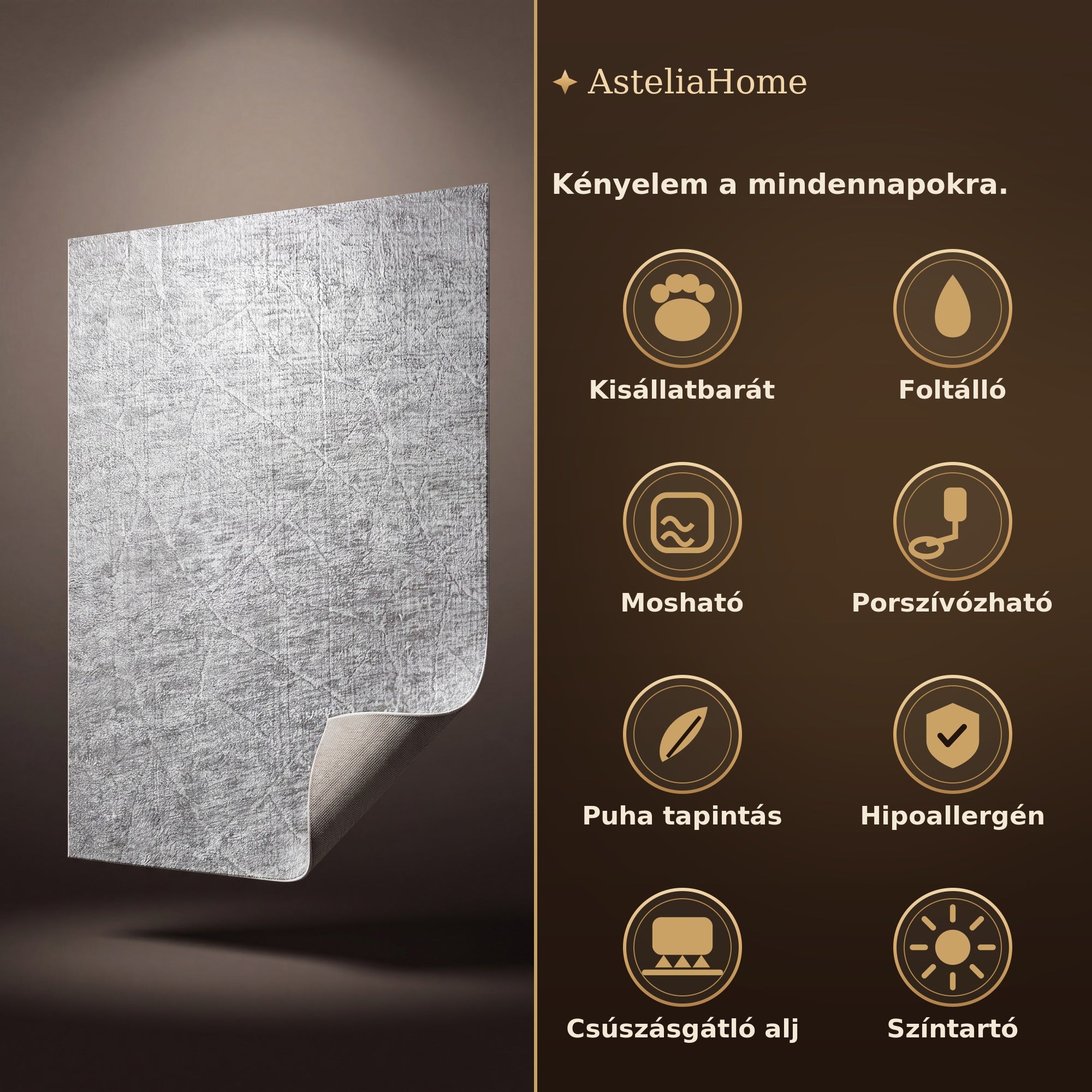 Vitrin 2080 Szürke szőnyeg jellemzők - AsteliaHome
