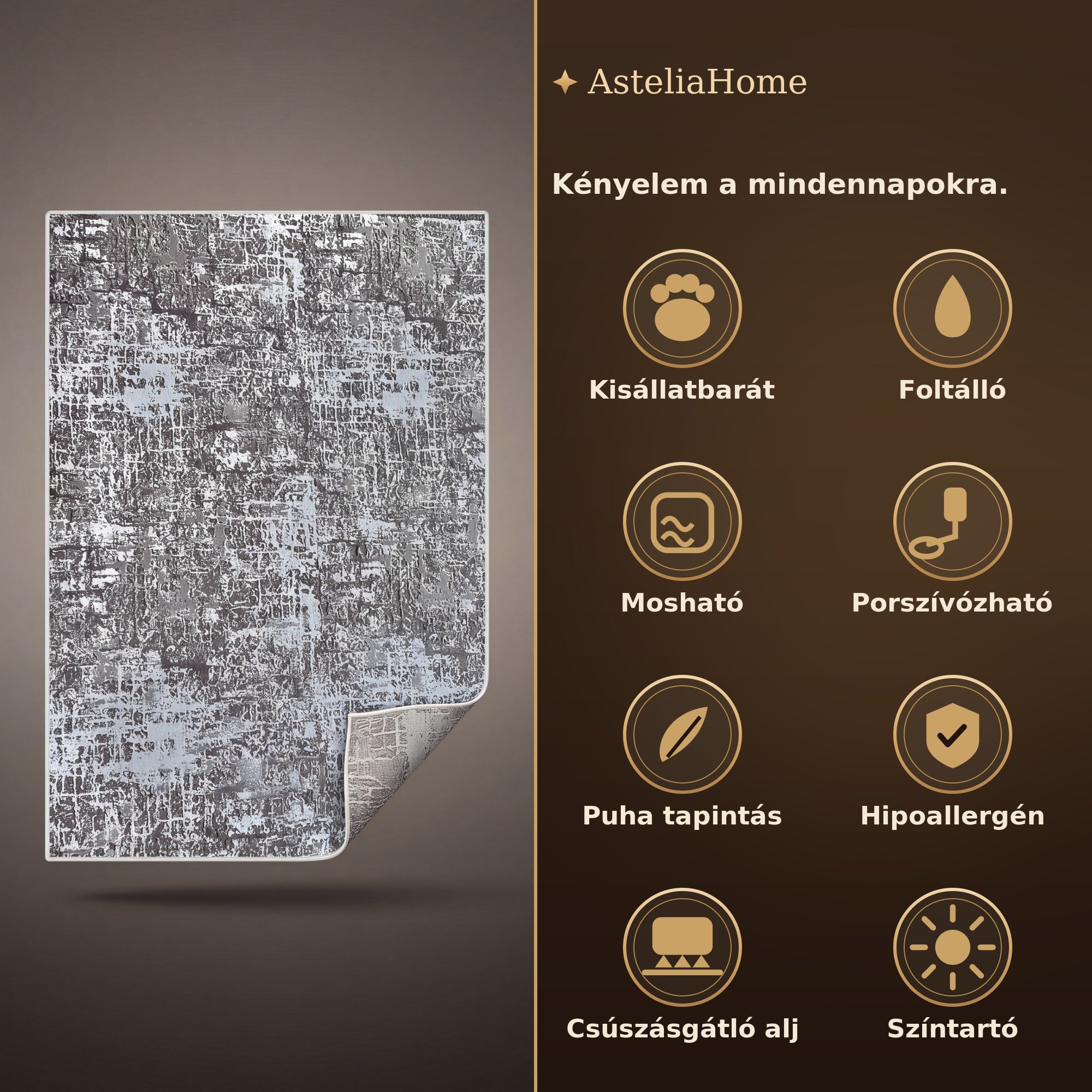 Zara 01850A Szürke szőnyeg jellemzők - AsteliaHome