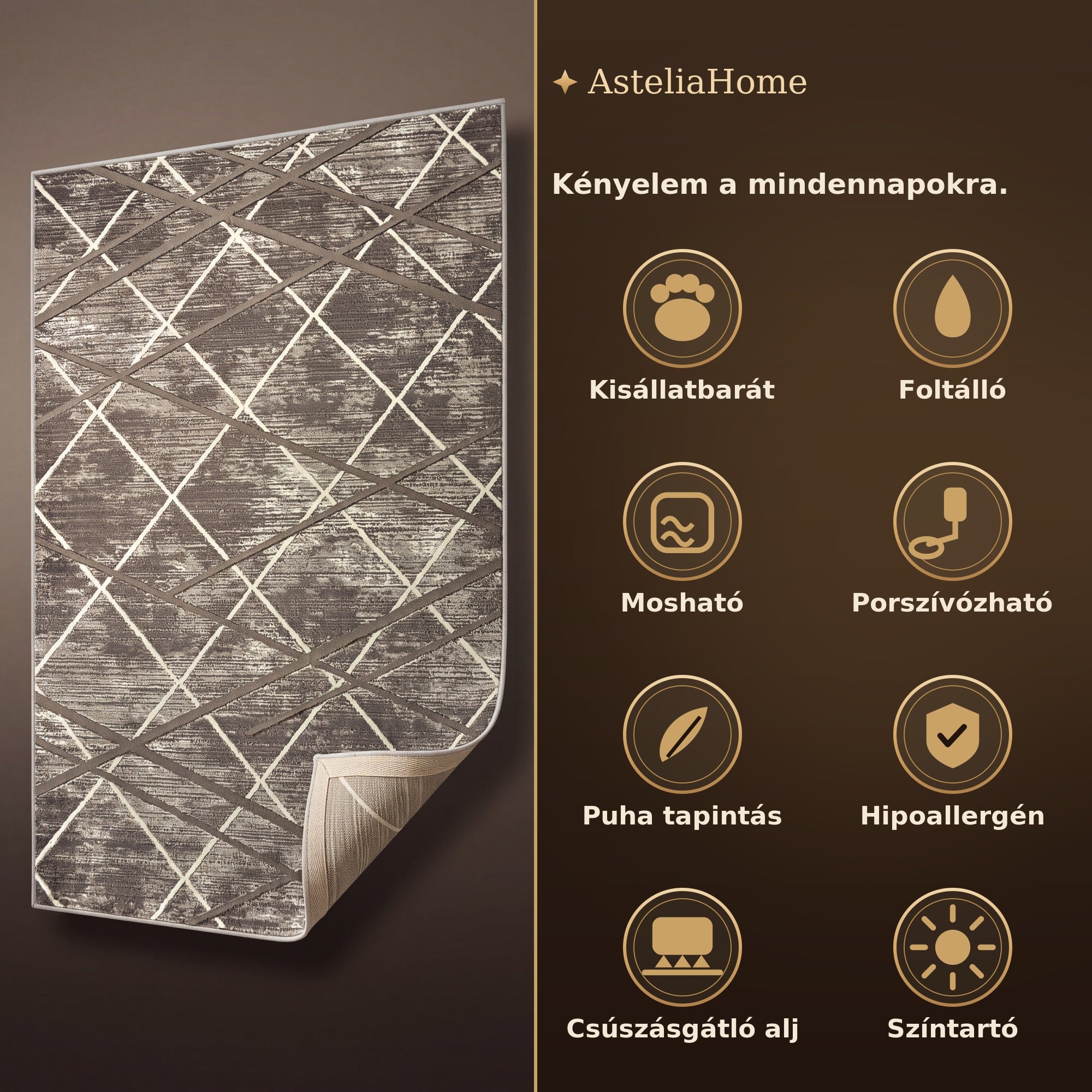 Zara 02850A Barna szőnyeg jellemzők - AsteliaHome