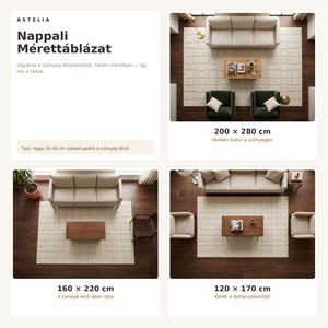 Bohemian 03581A Bézs szőnyeg nappali méretútmutató - AsteliaHome