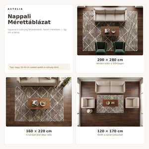 Zara 02850A Barna szőnyeg nappali méretútmutató - AsteliaHome