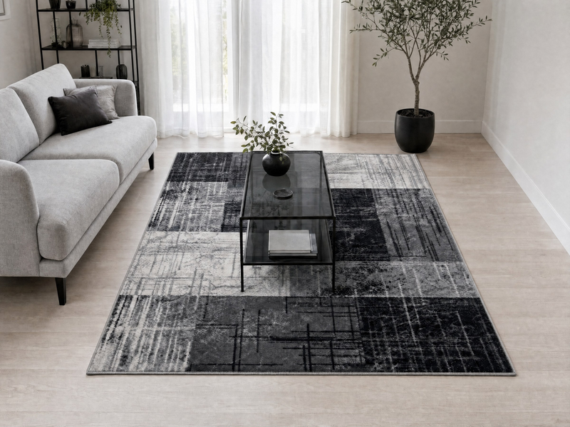 Alya 02450A fekete-szürke modern szőnyeg