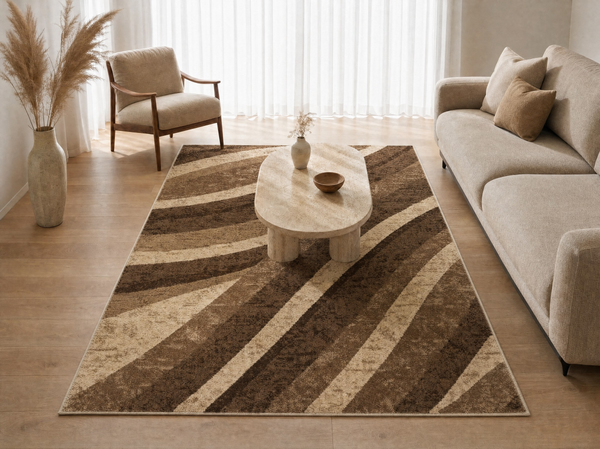 Alya 02455A barna-világosbarna modern szőnyeg nappaliban – AsteliaHome