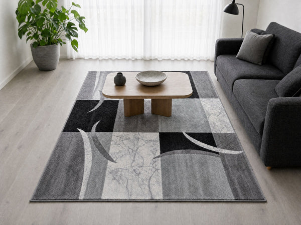 Kraly 02302A fekete-sötétszürke modern szőnyeg nappaliban – AsteliaHome